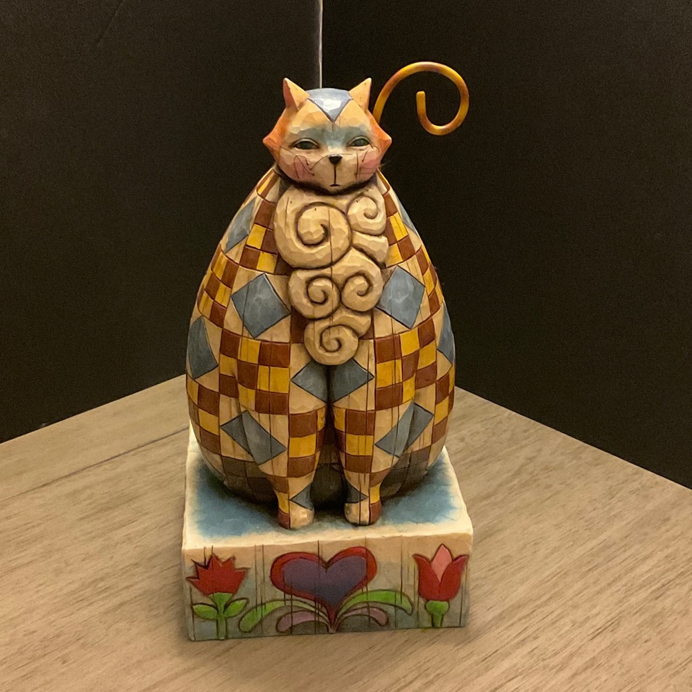 Jim Shore Multicolor Patchwork Cat Sculpture